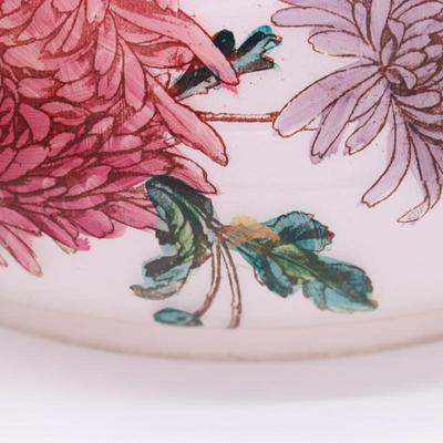 Beautiful Antique Painted Floral White Glass Domed Lamp Shade