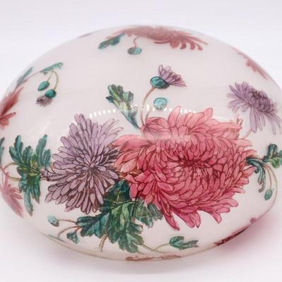 Beautiful Antique Painted Floral White Glass Domed Lamp Shade