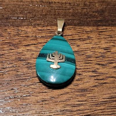 157: Malachite with Menorah Pendant