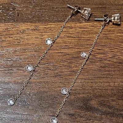 #165: Cubic Zirconia Stud Earrings with Crystal Drop Backs