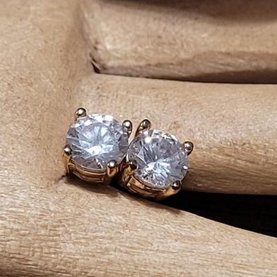 #165: Cubic Zirconia Stud Earrings with Crystal Drop Backs