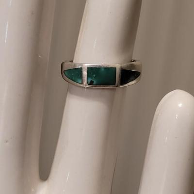 177: Inlay Turquoise and Sterling Silver Ring