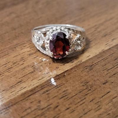 183: Ruby and Sterling Silver Ring