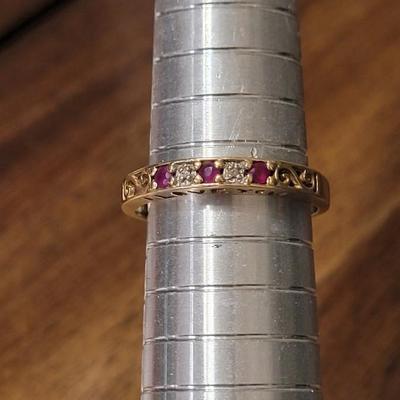 #194: 10kt Gold Ruby and Diamond 'I Love You' Ring
