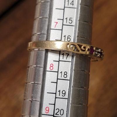#194: 10kt Gold Ruby and Diamond 'I Love You' Ring