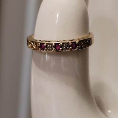 #194: 10kt Gold Ruby and Diamond 'I Love You' Ring