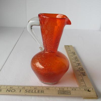 Lot 445: Vintage MCM Lefton Spangle Glass Pitcher