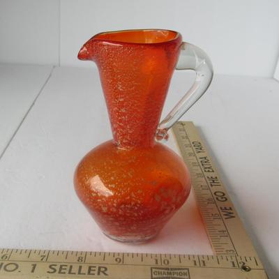 Lot 445: Vintage MCM Lefton Spangle Glass Pitcher
