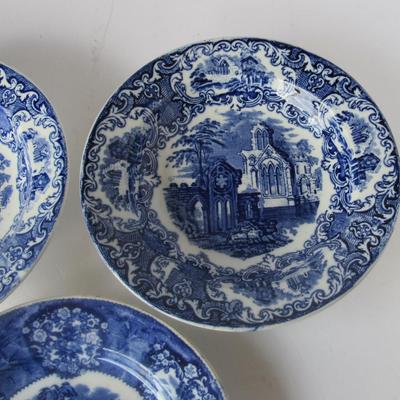 Lot 450:  3 Old Maastrich Holland Pieces: 2 Abbey Soup Bowls and 1 Plate