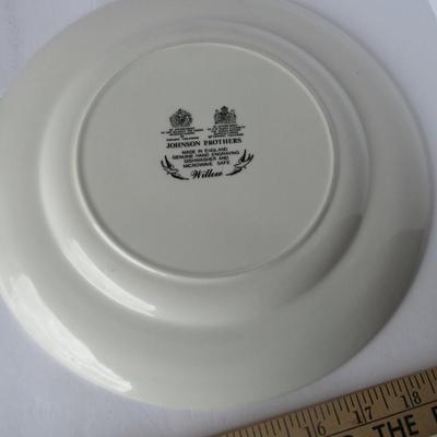 Lot 452:  Blue Willow Plate and Fancy Handled Blue/White Tray