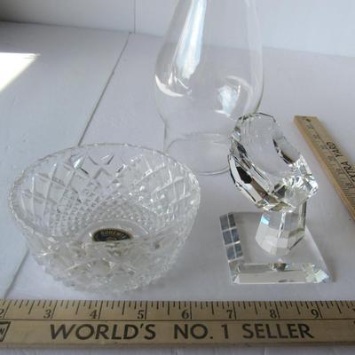 Lot 458:  Lot of Glass: Bohemia Bowl, Chimney, Crystal Ball or Marble Holder