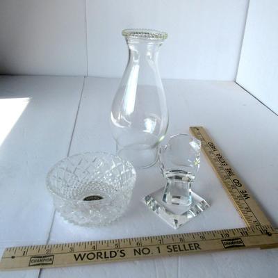Lot 458:  Lot of Glass: Bohemia Bowl, Chimney, Crystal Ball or Marble Holder