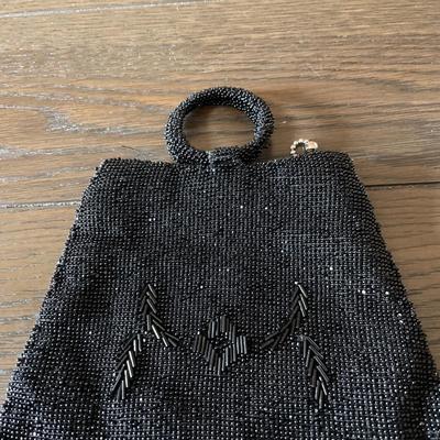 Black beaded hand bag