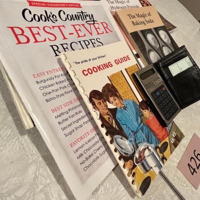 Cook books & vintage calculator