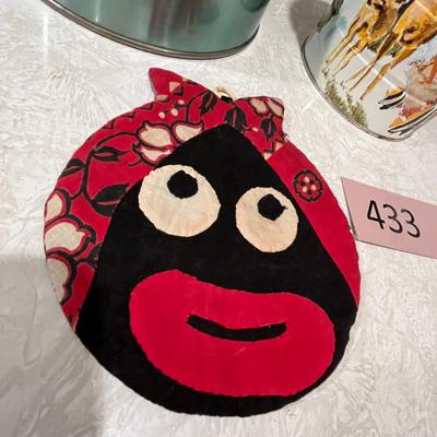 Black Mammy Hot Pad Vintage Teapot and coffee can