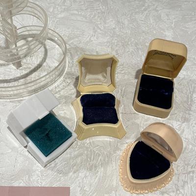 Vintage ring boxes & earring stand