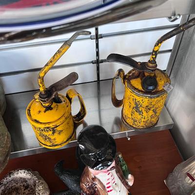 Collectibles on five shelves