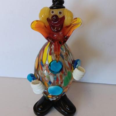 Vintage hand-blown Murano glass clown Italy art glass