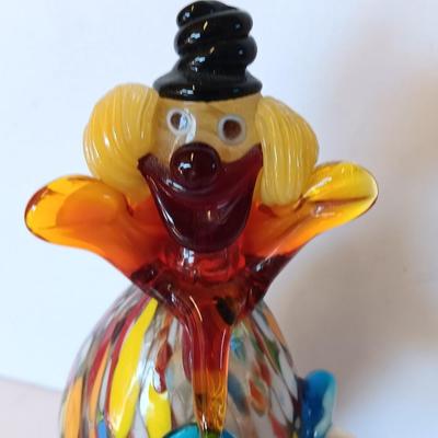 Vintage hand-blown Murano glass clown Italy art glass