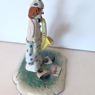 Rare Vintage Signed Zampiva Figurine "CLOWN WITH SAX" Made in Italy.