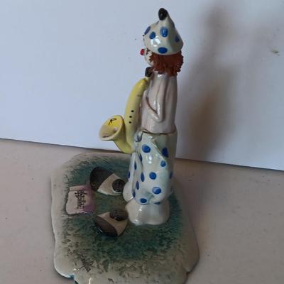 Rare Vintage Signed Zampiva Figurine "CLOWN WITH SAX" Made in Italy.