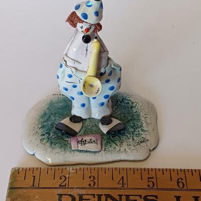 Rare Vintage Signed Zampiva Figurine "CLOWN WITH SAX" Made in Italy.