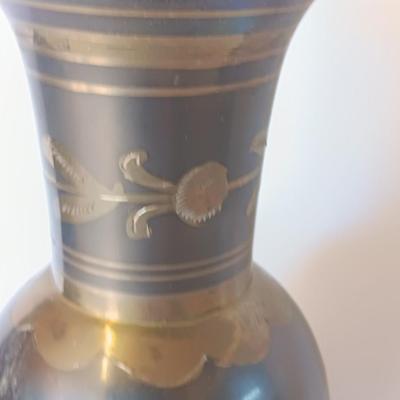 Vintage Metal vase Made in India etched floral ornate style vase.