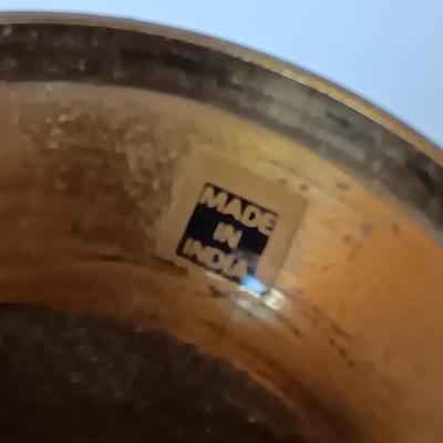 Vintage Metal vase Made in India etched floral ornate style vase.