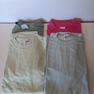 Four brand new!  colorful unisex Anvil pre-shrunk Size Medium T-shirts