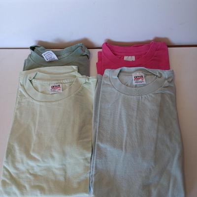 Four brand new!  colorful unisex Anvil pre-shrunk Size Medium T-shirts