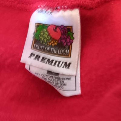 Three brand new!  colorful unisex Anvil pre-shrunk Size Medium T-shirts and a Red Sweatshirt