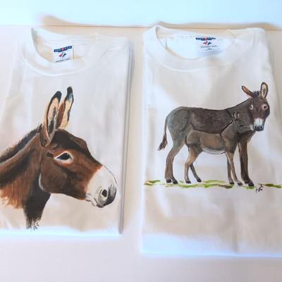 Two adorable and fun Donkey Screen Print T-shirts Sizes 2x & Medium