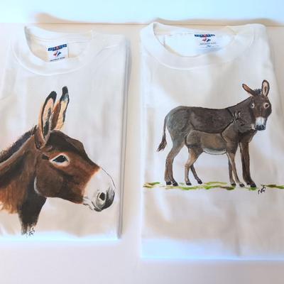 Two adorable and fun Donkey Screen Print T-shirts Sizes 2x & Medium