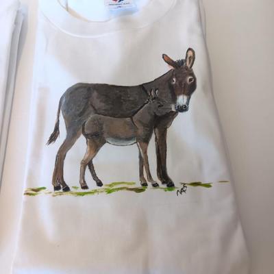 Two adorable and fun Donkey Screen Print T-shirts Sizes 2x & Medium