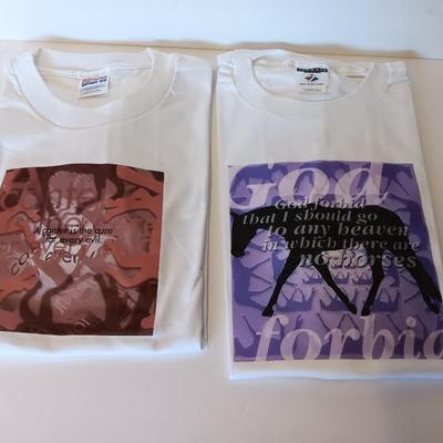 Two NEW Horse Lover's t-shirts " A canter is the cure..." & "God forbid a heaven without horses." Size Large
