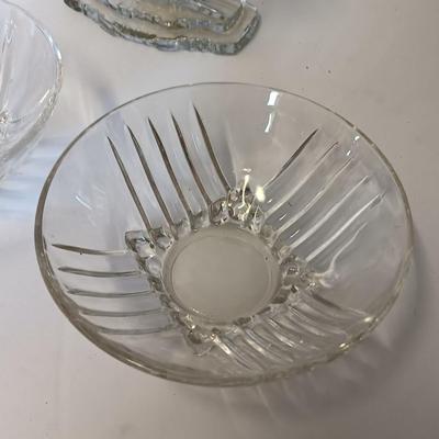 Anchor Hocking Queen Mary Clear Glass Double Taper Candle Holders and four Clear Federal Glass Fruit bowls (1 of 3)