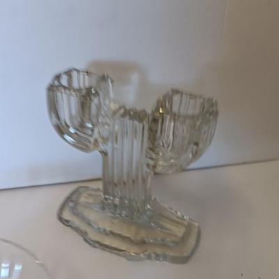 Anchor Hocking Queen Mary Clear Glass Double Taper Candle Holders and four Clear Federal Glass Fruit bowls (3 of 3)