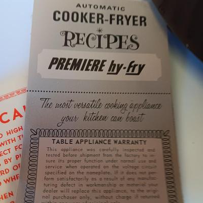 Vintage HY-FRY Automatic Electric cooker - Fryer with lid and metal strainer inside comes with instructions booklet