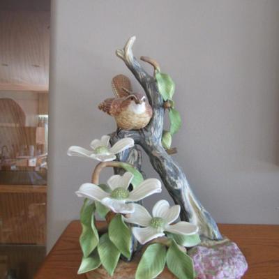 Burgues 'Carolina Wren and Dogwood' Limited Edition Porcelain Figurine- #102 of 350- Approx 10