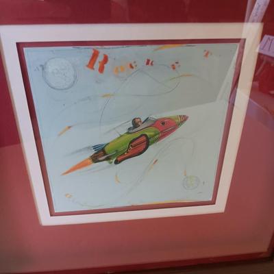 Two framed Airplane pictures "Up in the air" by Paull Gibson