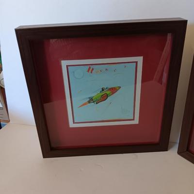 Two framed Airplane pictures "Up in the air" by Paull Gibson
