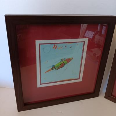 Two framed Airplane pictures "Up in the air" by Paull Gibson