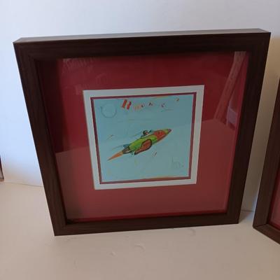 Two framed Airplane pictures "Up in the air" by Paull Gibson