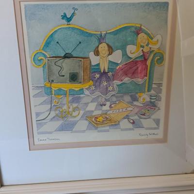 Three Emma Thomson framed Pictures "Felicity wishes."