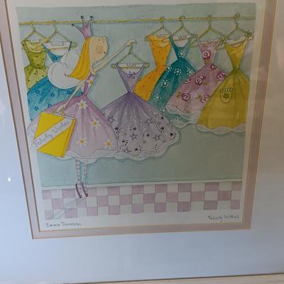Three Emma Thomson framed Pictures "Felicity wishes."