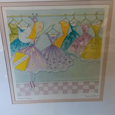 Three Emma Thomson framed Pictures "Felicity wishes."