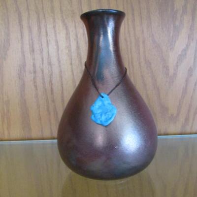 Glazed Pottery Vase Signed by Artist- Approx 7 1/2