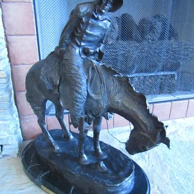 Frederic Remington Bronze Statue 'Norther' on Marble Base- Approx 21