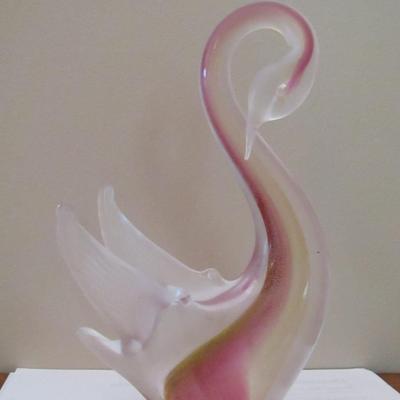 Italian Murano Art Glass Swan with Original Label-Approx 8 1/4