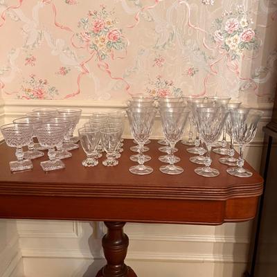 Lot 3 sets Vintage Glassware - Possibly Fostoria, Imperial, Anchor Hocking